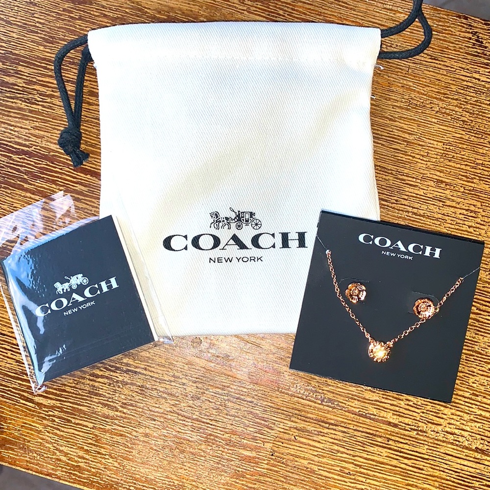 NWT coach necklace and earring set.
